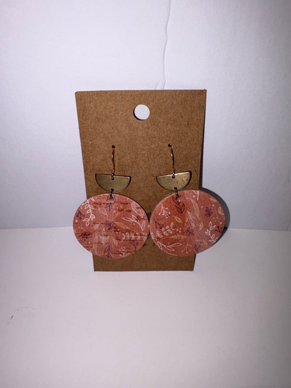 Gold & Coral Floral Disc Drop Earrings - Women Jewelry